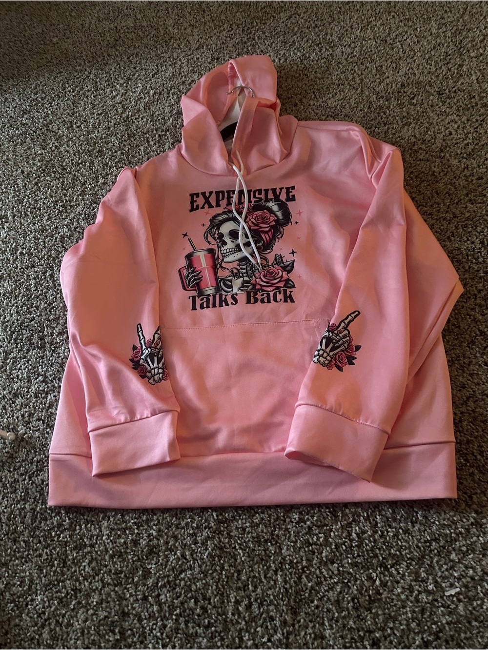 Pink Graphic Hoodie - "Expensive Talks Back"